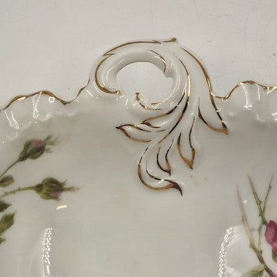 Rosenthal RC Monbijou China Vegetable Bowl Pink Bavaria Roses w Handle Chipped