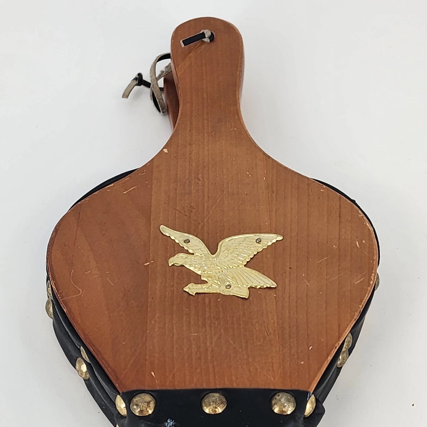 Fireplace Bellows Brass Eagle Wood Leather Hearth Decor Working 15" Taiwan Vtg