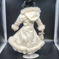 Porcelain Victorian Woman Ice Skater Doll White Faux Fur Gown Purse 21" Vintage