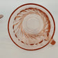 Fortecrisa Pink Swirl Ribbed Glass Cup & Saucer Set MCM Tableware Mexico Vtg
