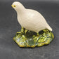Ceramic Bird Figurine White Partridge on Green Foliage by Cort's Ceramics 7.5"h
