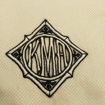 Rhodes & Brousse Paris Beige Scarf 13"x54" Silk Blend Fringe KMA Monogram VTG