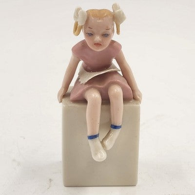 Rare Lenox Girl Twin Figurine – Vintage 4" Sitting Girl in Pink Dress with White Bows