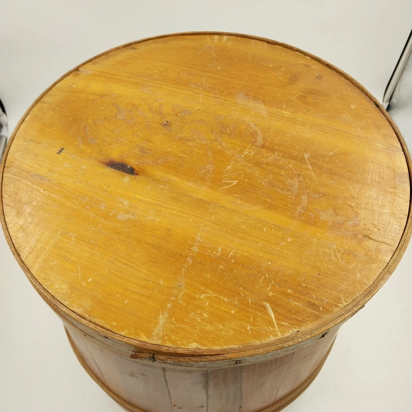 Shaker Firkin Primitive Wooden Sugar Pail Bucket Pantry Box No Handle 15" x 14"