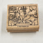 3 Wood Rubber Stamps Greeting Theme Bear Thank you Hello Stampin' Up! 1999