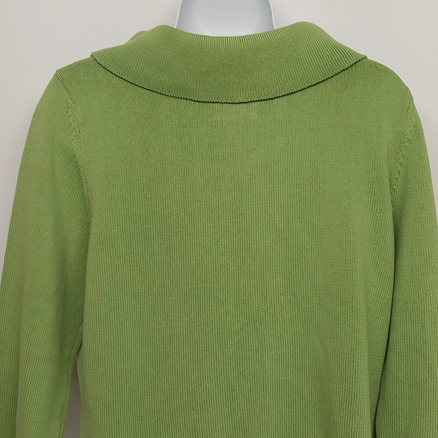 Raffaello Sport Women's Cotton Cowl Neck Lime Green Pullover Sweater Size L