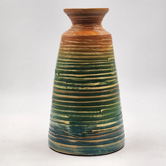 Colorful Coiled Rattan Vase Decorative Basket Boho Woven Art Dried Plant Holder