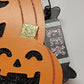 Halloween Pumpkin Welcome Sign Wall Decor Glitter Candy Indoor Outdoor 10.5"x10"