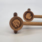Chef Salt & Pepper Shakers Set Wood Long Handle 3" Japan 1950's Kitchen Decor