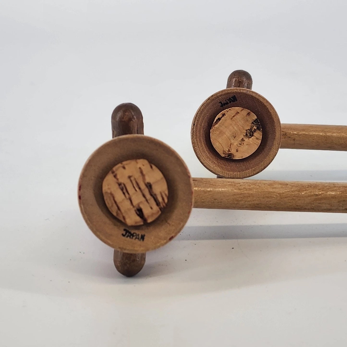Chef Salt & Pepper Shakers Set Wood Long Handle 3" Japan 1950's Kitchen Decor