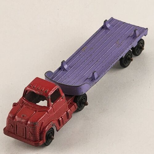 Tootsie Toy Diecast Red Ford Semi Truck Violet Flat Bed Trailer Vintage 1967