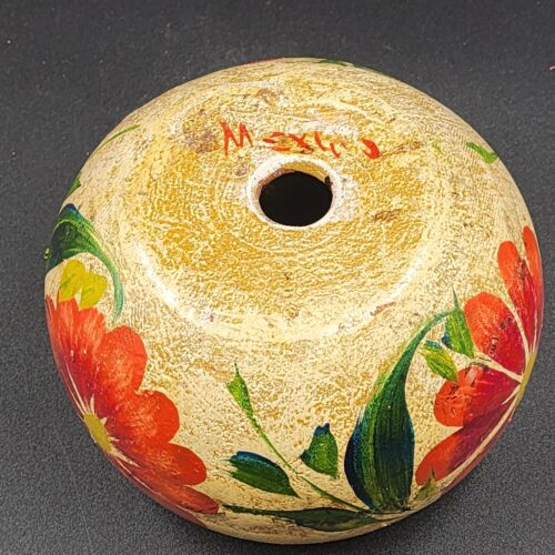 Mexican Clay Pot Terracotta Planter Art Pottery Floral Hand Painted Vintage 4"h