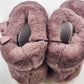 Faux Fur Slippers Pull-On Bootie Women's Dirty Pink Size Medium 7-8 with Ribbon
