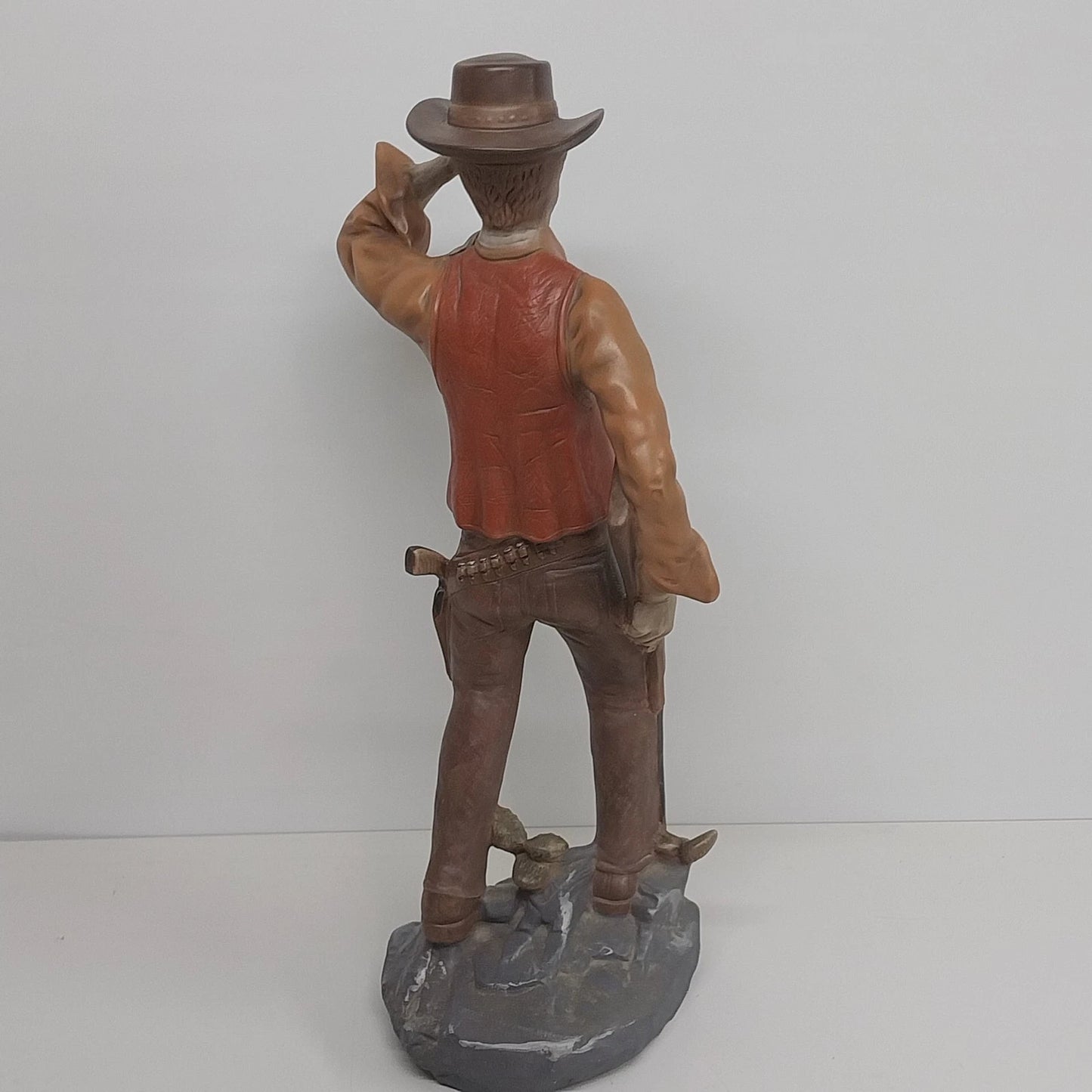 Atlantic Mold Cowboy Figurine 24in Ceramic Statue Rifle Revolver Western Vintage