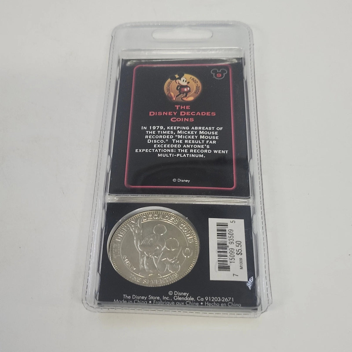 Disney Store Decades Coin #9 Mickey Minnie Mouse Disco 1979 Sealed Vintage China