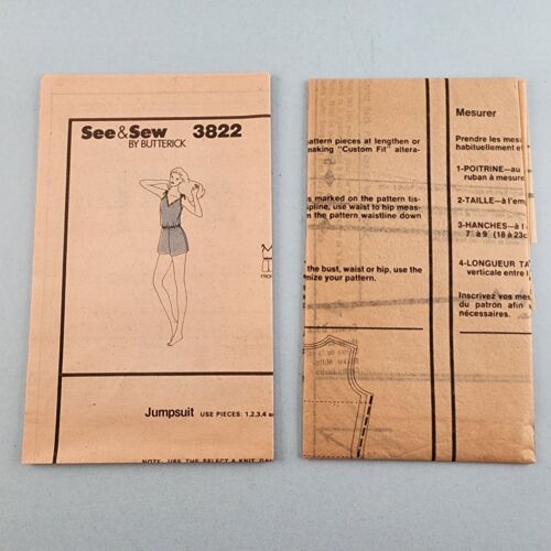 Butterick See & Sew 3822 Vintage Pattern 90's Misses Jumpsuit Size B 14-16-18