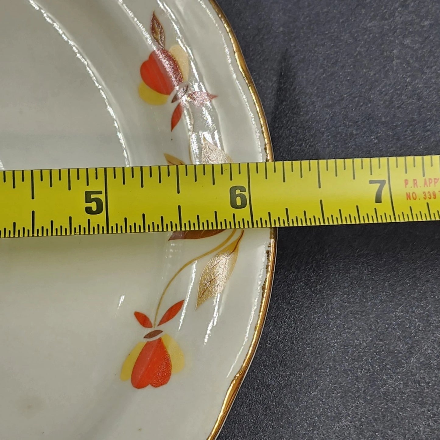 Autumn Leaf Cup & Saucer Set Ruffled D Flat Hall's Superior & Jewel Tea MCM Vtg