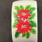 4 Christmas Napkin Rings Set Poinsettia & Holly Handcrafted Porcelain NOS