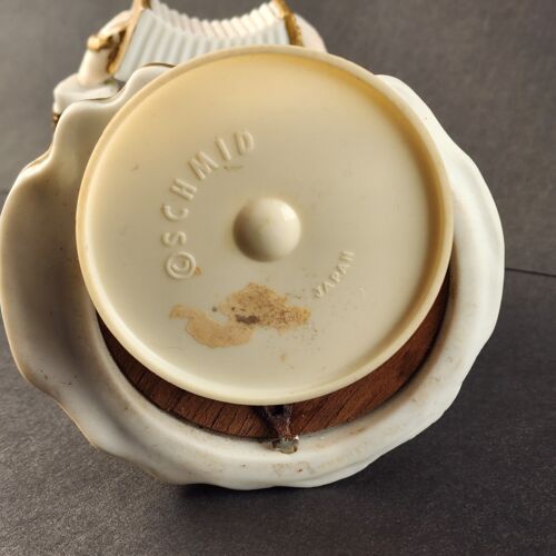 Schmid Ceramic Angel Musical Music Box Accordion Brahms Lullaby Turns Movement