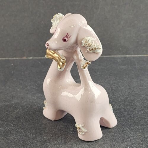 Pink Poodle Shaker Single Spaghetti Porcelain Ceramic Vintage 1950s Figurine