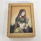Gemstone Dust Powder Painting Wood Trinket Jewelry Box 4.5" Bani Thani India Vtg