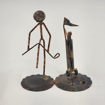 Golfer Breaking Club Rock Creek Metal Craft Art Sculpture 4.5" Vintage
