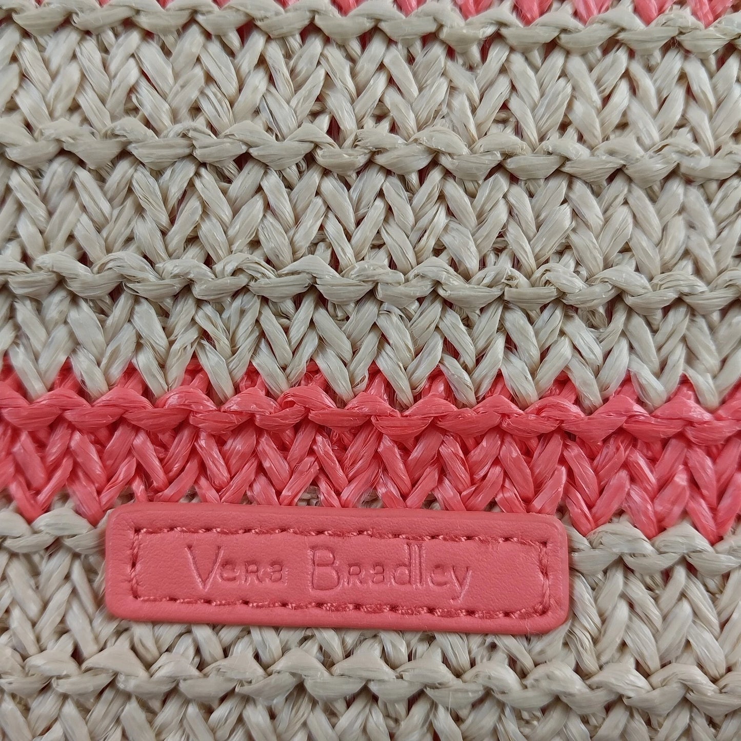 Vera Bradley Coral Straw Wristlet Rain Forest Lily Zip Pouch 10x7 Cosmetic Bag
