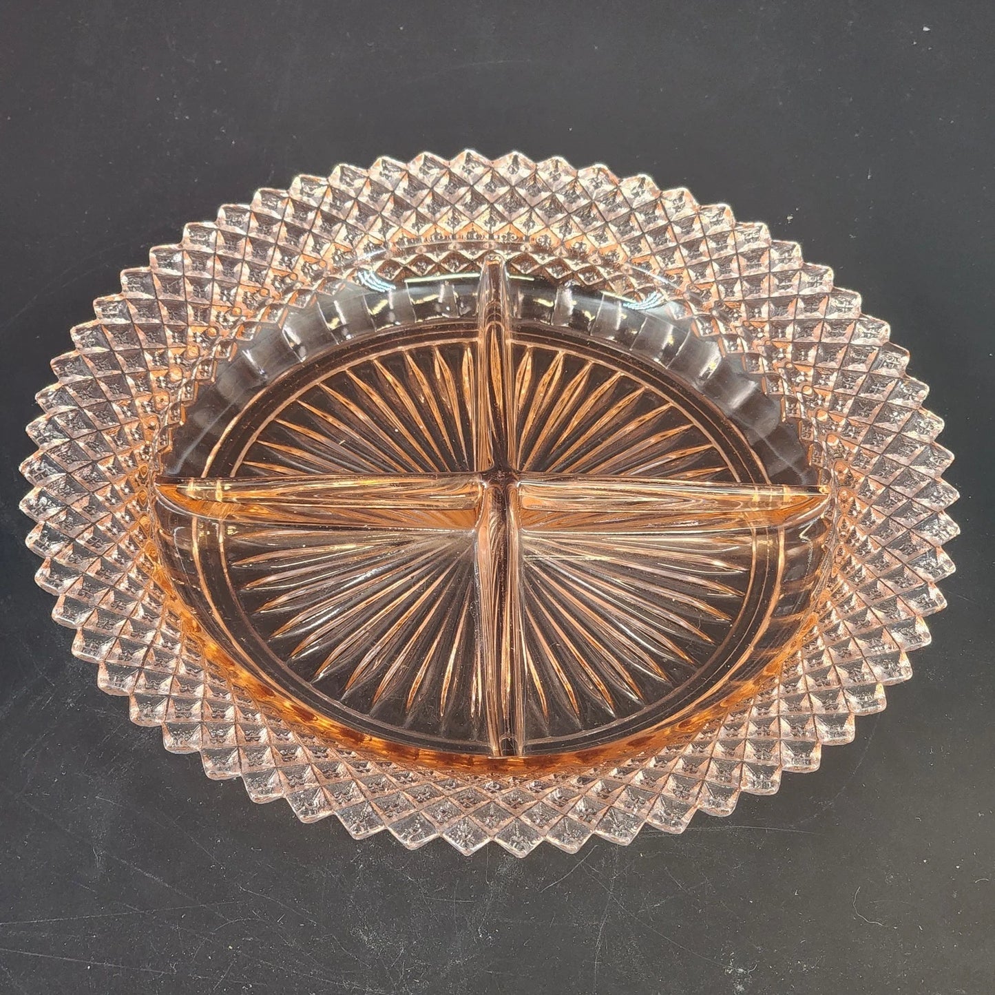 Pink Depression Glass Divided Grill Plate Anchor Hocking Miss America 9" Vintage