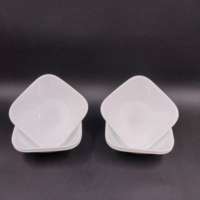 6 Corelle Vitrelle Scandia White 6.5" Square Soup Cereal Bowls Oven Safe