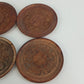 Indian Carved Natural Wooden Coasters Set 6 Floral Rustic Drink Disc 4" Vintage