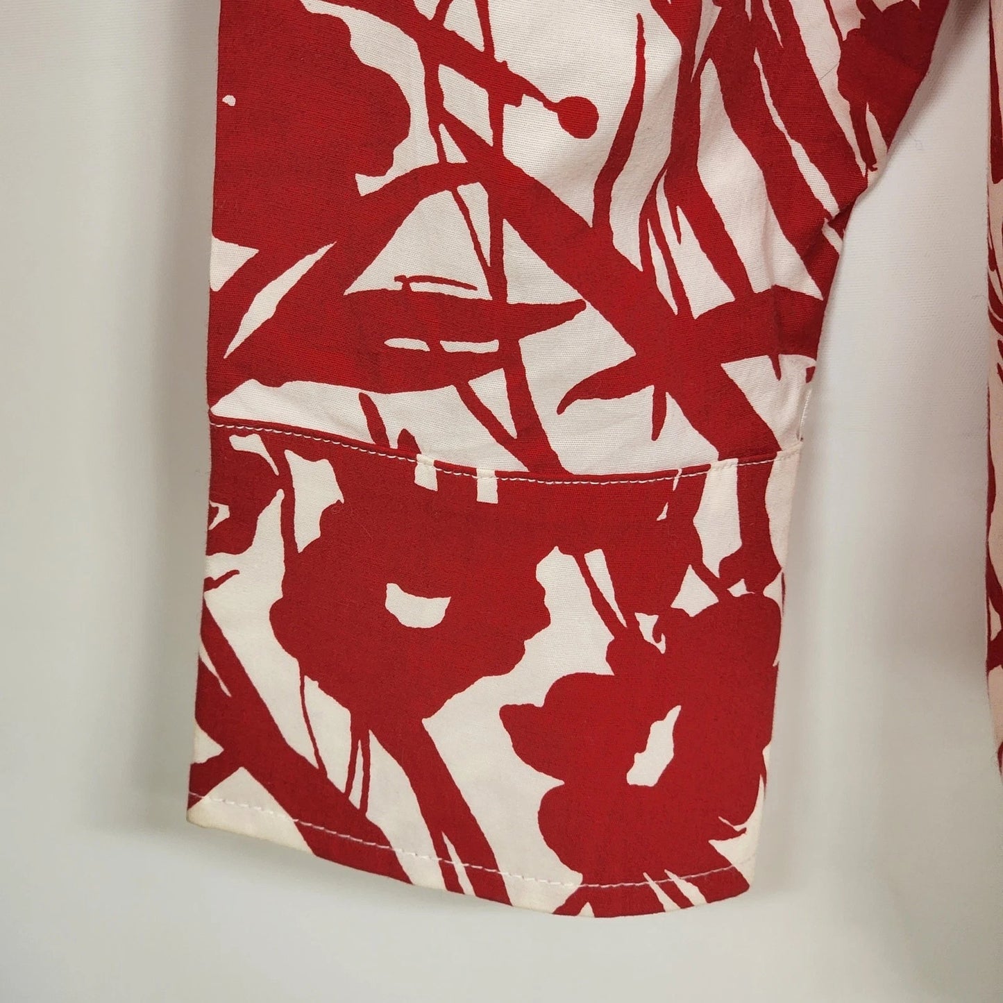 Avenue Stretch Women's Plus 18/20 Red White Tropical Floral Shirt Cotton Button