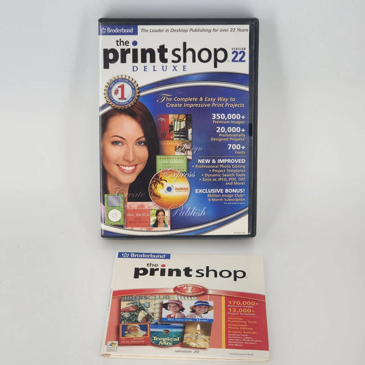 Print Shop Deluxe CD-ROM 22 & Version 20 Software PC Windows XP 2000 6 CD Lot