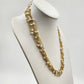 Necklace in Gold Tone Multi Chains with Faux Pearls Double Strand 11" Box Clasp