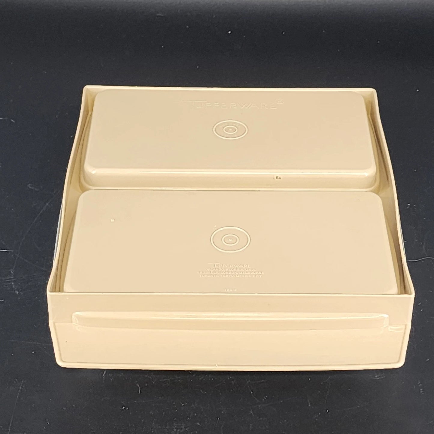 Tupperware Deviled Egg Keeper Container 723 2 Almond 16 Egg Carrier 12 Inch USA