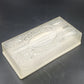 Clear Acrylic Lucite Tissue Box Cover Starburst Diamond 10.5" White Base MCM Vtg