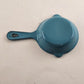 2 Fry Pan Miniature Enamel Cast Iron 3-3/4" Egg Sauce Skillet Vintage 1960s Blue