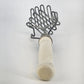 Double Wire Potato Masher White Wood Handle Farmhouse Kitchen Tool 11.5" Vintage