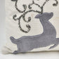 Mud Pie Pillow 13" Sq w Gray Beaded Bling Scrollwork Accent Christmas Reindeer