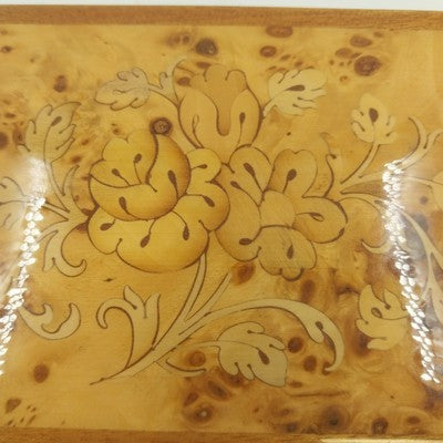 Reuge Inlaid Wood Music Box Italy 4x5.5" 18-Note MEMORY Tune Cats
