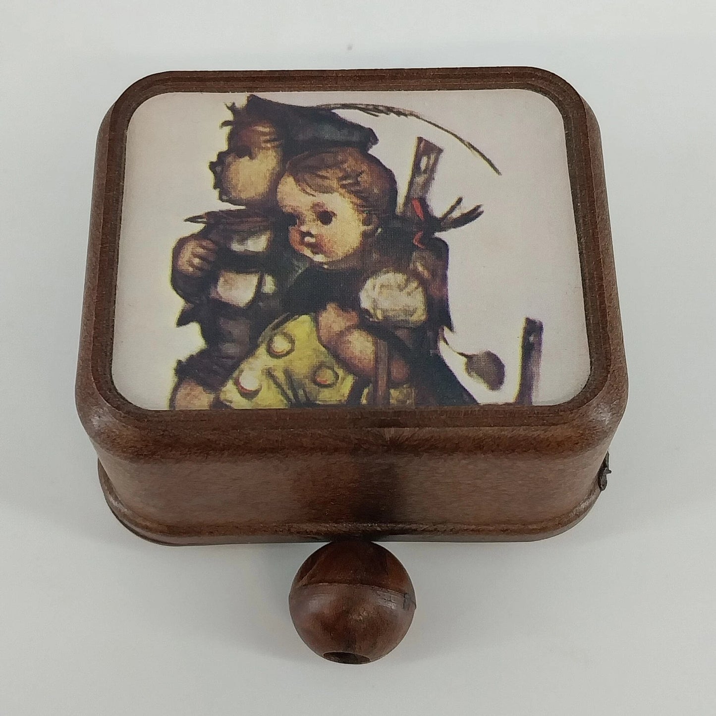 Hummel Print Pull String Music Box Plays "Close To You" Miniature Japan Works