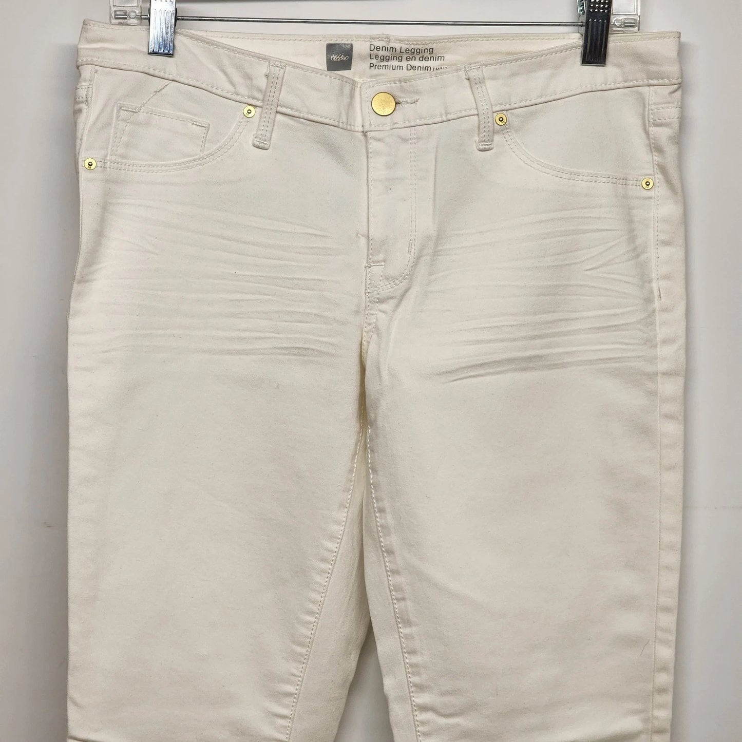 Mossimo White Stretch Denim Jeans Women's 10 Zipper Taper Leg Convertible Chic