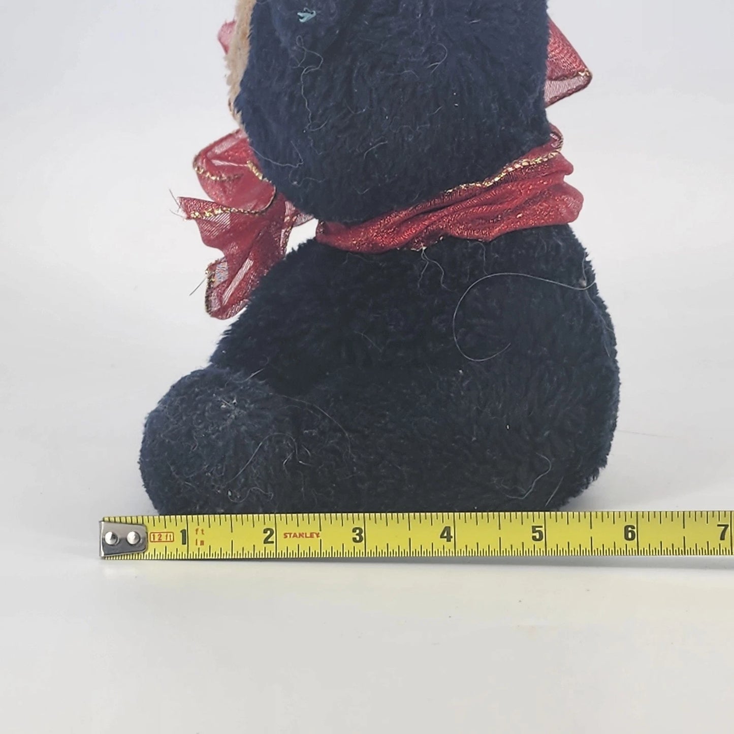 Dakin Black Bear Plush Toy w Red Ribbon Stuffed Animal Classic Vtg Collectible