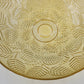 Amber Glass Serving Bowl Embossed Fern Leaf Pattern Scalloped Rim 13" Vintage