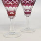 Ruby Cut to Clear Wine Glasses Set 2 Bohemian Hock Diamond Cut 6.75" Vintage