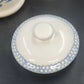Blue Heart Canister Set 3 Lidded Ceramic Stoneware Farmhouse Kitchen Jars 1980s