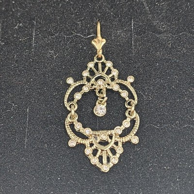 Avon Gold Tone Forever Paula Abdul Filigree Embellished Necklace & Earring Set
