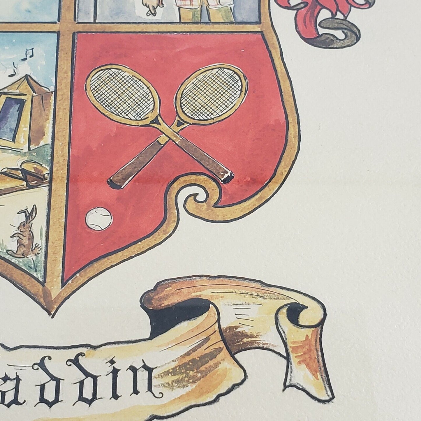 Gladdin Family Crest Coat of Arms Framed Vintage Heraldic Wall Art