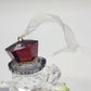 Snowman Christmas Ornament 4" Acrylic Clear Faceted w Red Top Hat & Rhinestones