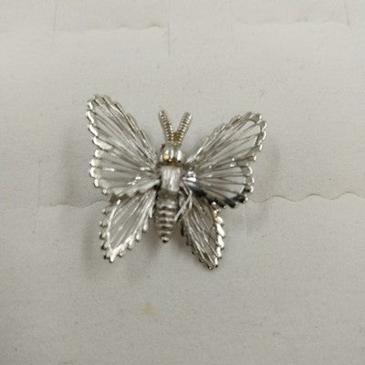 Monet Silver Tone Wire Small Butterfly & Gold Pink Butterfly Stick Pin Brooch