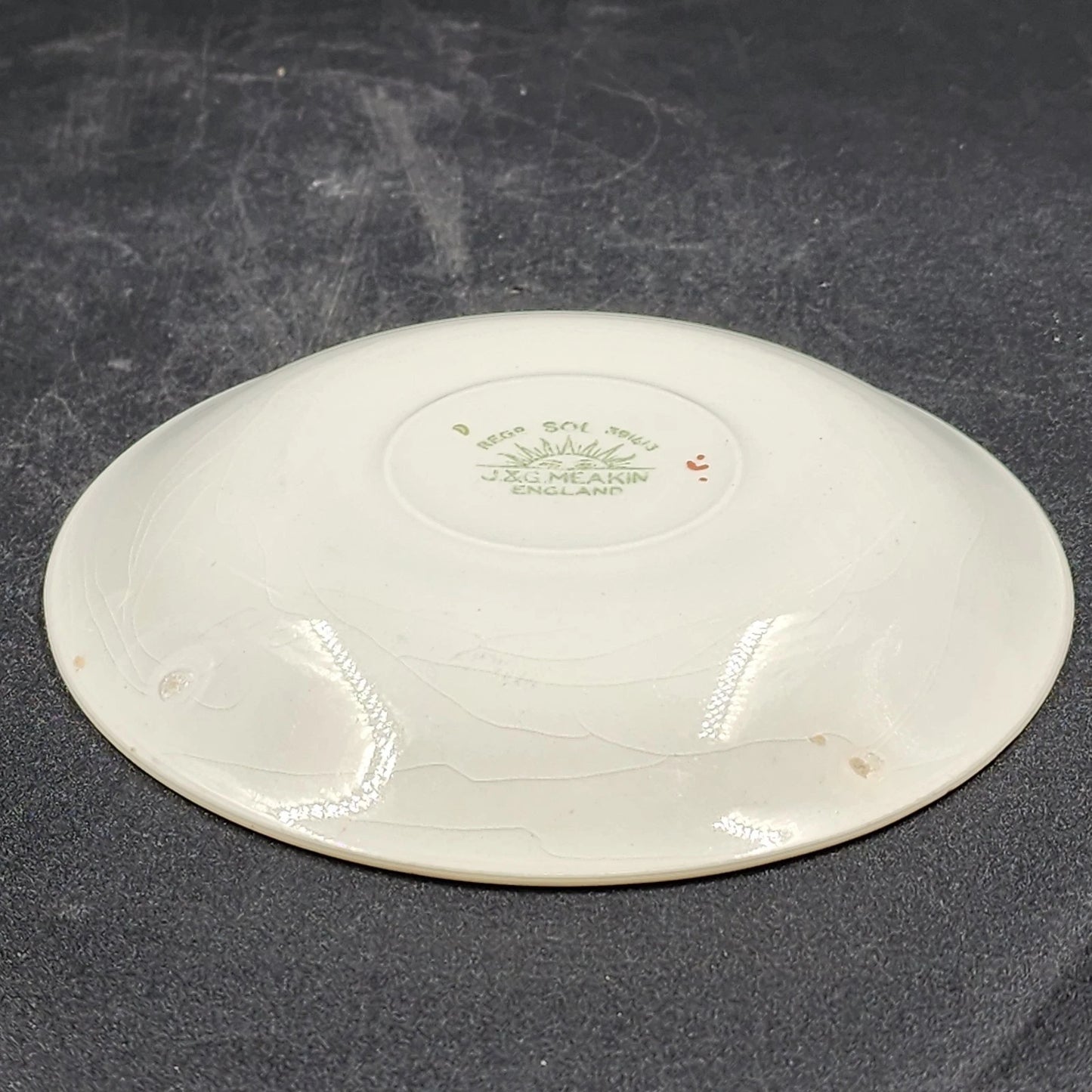 6 Nebraska Blue Flat Cup & Saucers England Blue Rim Flower Accent J & G Meakin